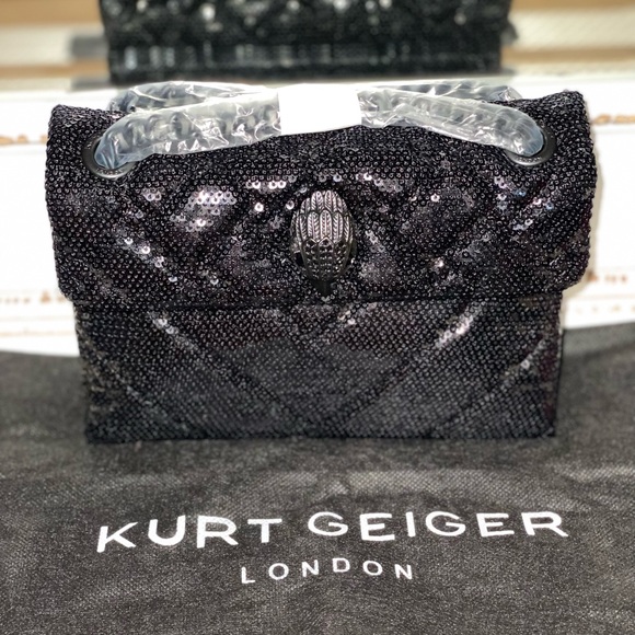 Kurt Geiger Handbags - KURT GEIGER LONDON Mini Kensington Black Sequins Shoulder Bag